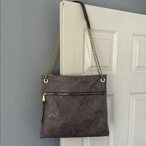 Hobo Elegant Gray‎ Embossed Shoulder Bag